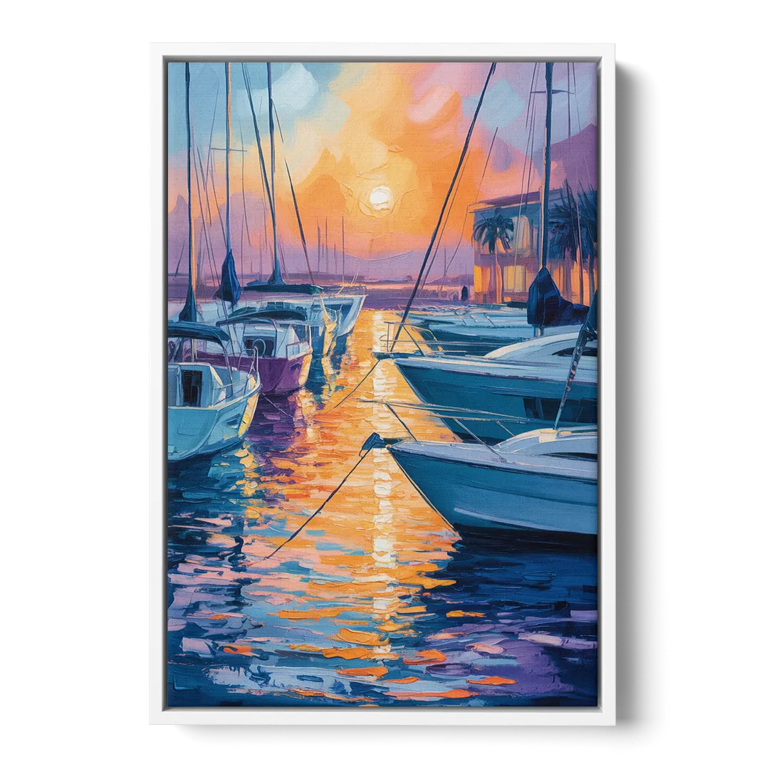 Mazatlán Marina Reflections Front - White Canvas Wall Art