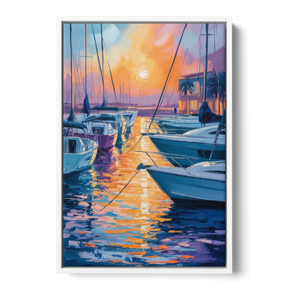 Mazatlán Marina Reflections Front - White Canvas Wall Art