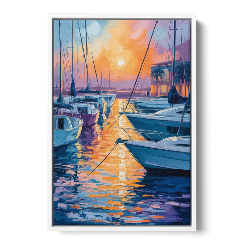 Mazatlán Marina Reflections Front - White Canvas Wall Art
