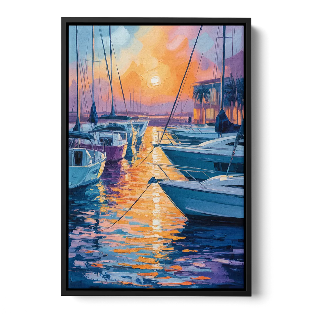Mazatlán Marina Reflections Front - Black Canvas Wall Art