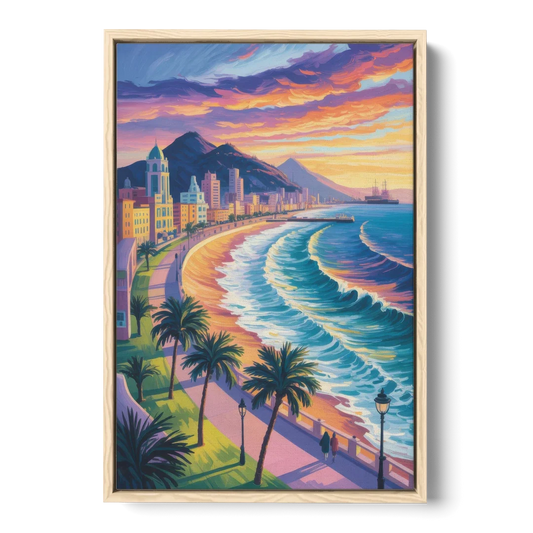 Mazatlán Malecón View - Oak Framed Canvas Wall Art - Front