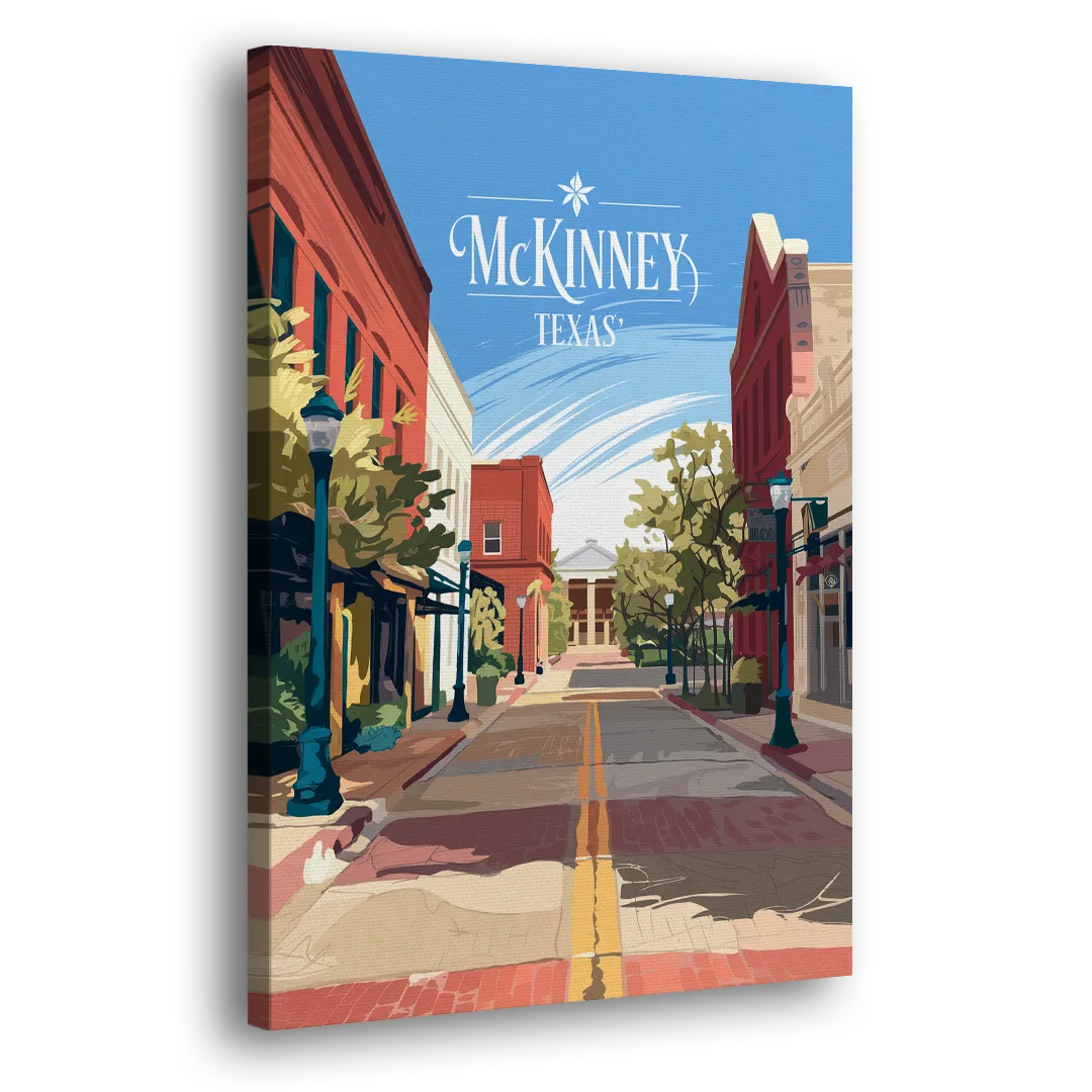 McKinney Downtown Streetscape Side - Canvas Wall Art