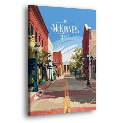 McKinney Downtown Streetscape Side - Canvas Wall Art