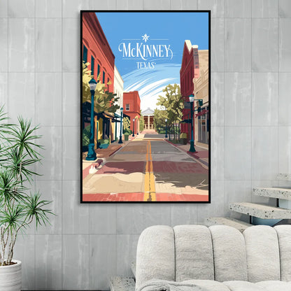 McKinney Downtown Streetscape Sitting Room - Black Canvas Wall Art
