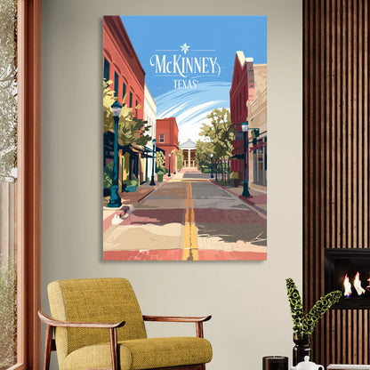 McKinney Downtown Streetscape Sitting Room - Canvas Wall Art
