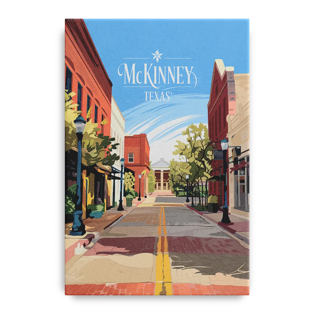 McKinney Downtown Streetscape Front - Canvas Wall Art