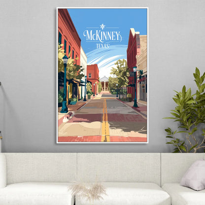 McKinney Downtown Streetscape Sitting Room - White Canvas Wall Art