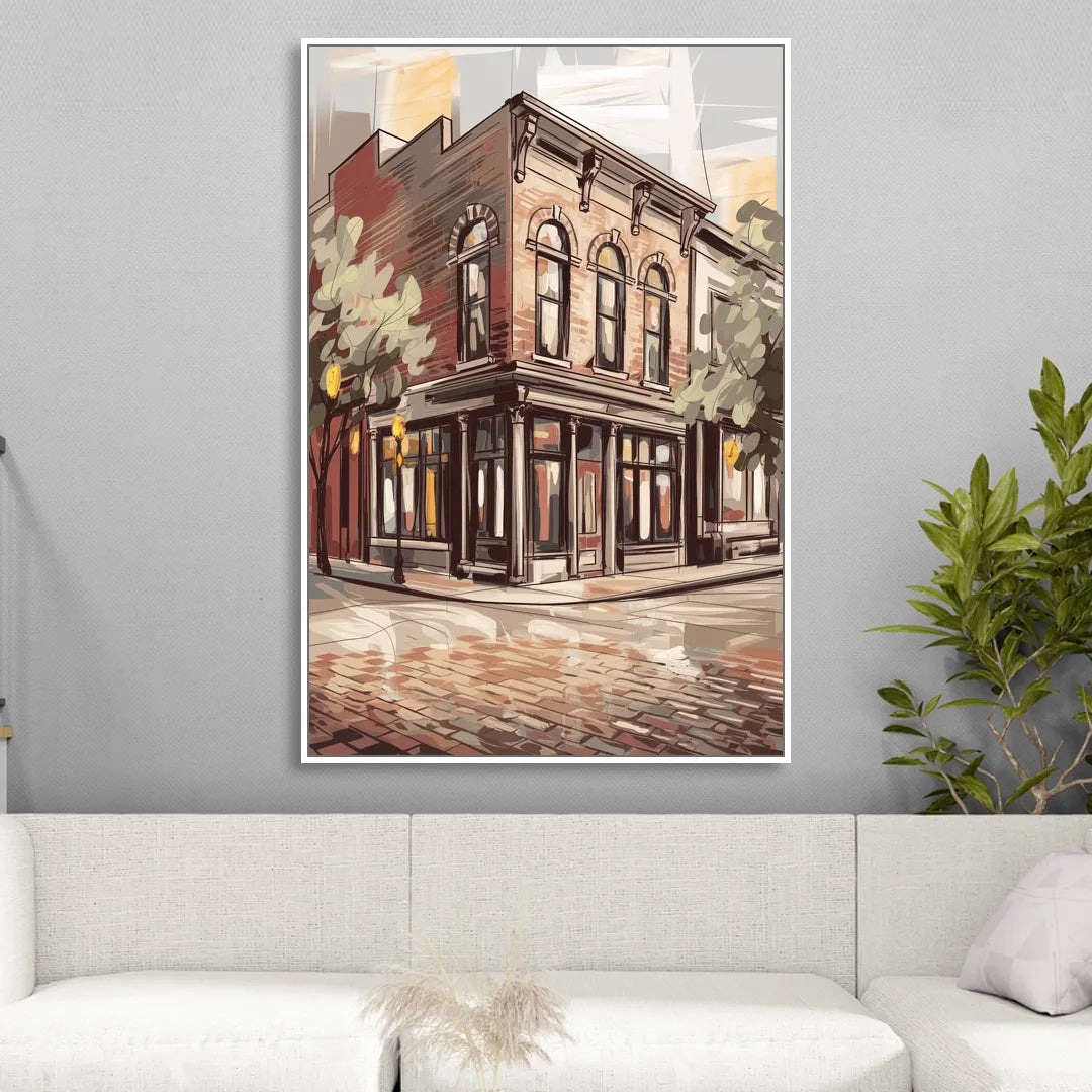 McKinney Historic Architecture Living Room - White Canvas Wall Art