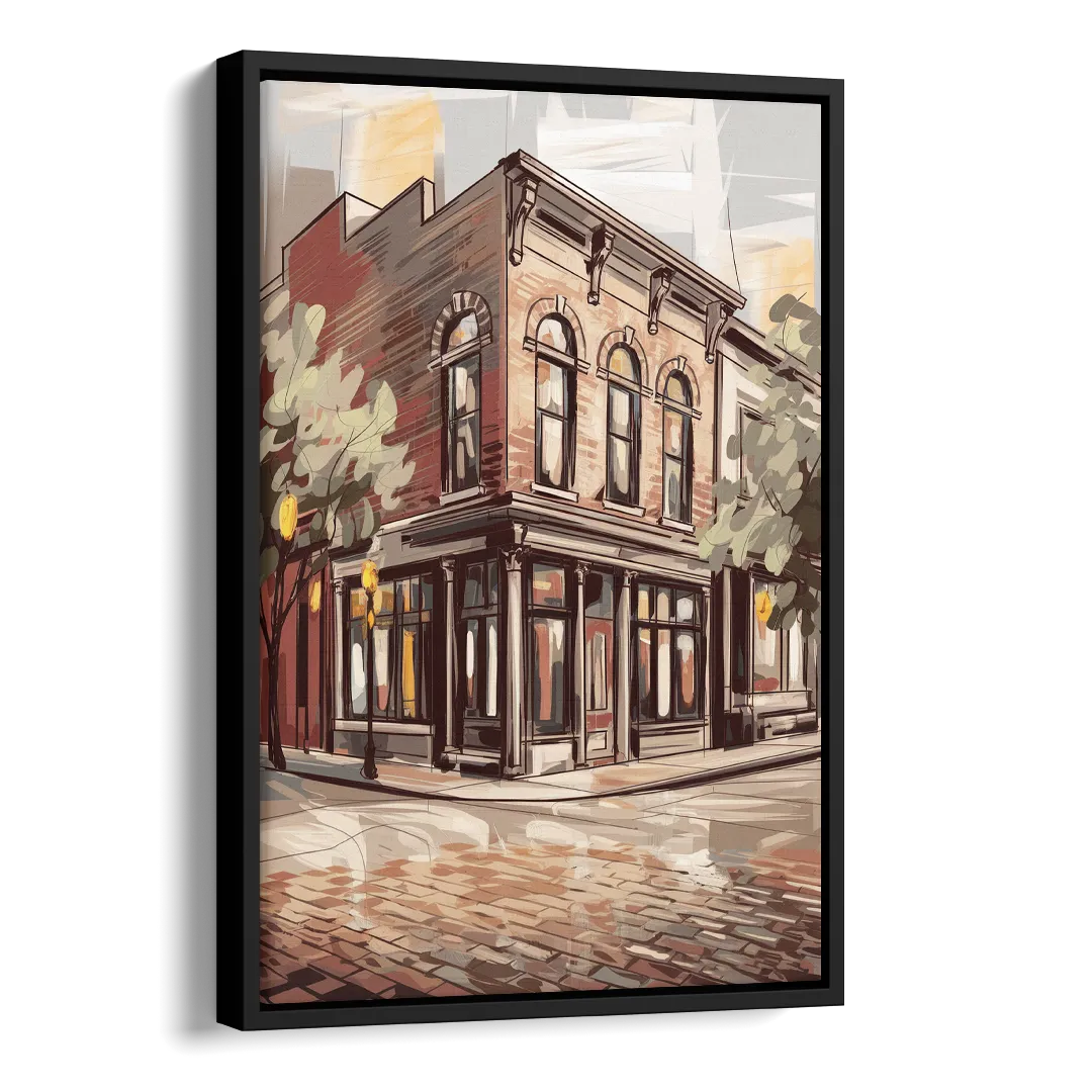 McKinney Historic Architecture Side - Black Canvas Wall Art