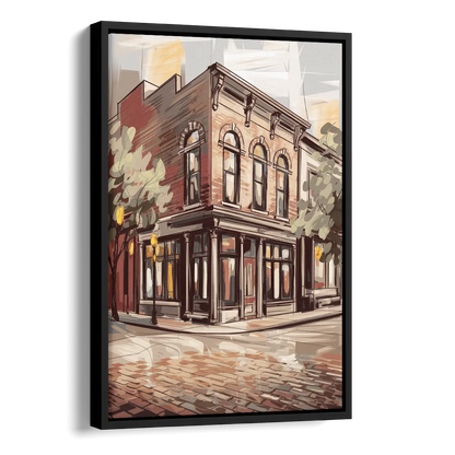 McKinney Historic Architecture Side - Black Canvas Wall Art