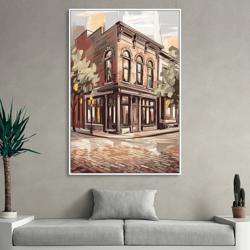 McKinney Historic Architecture Sitting Room - White Canvas Wall Art