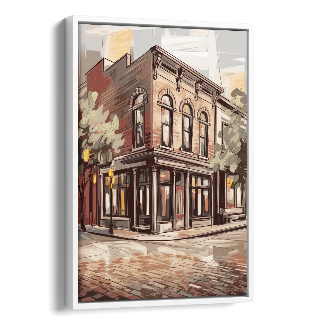 McKinney Historic Architecture Side - White Canvas Wall Art