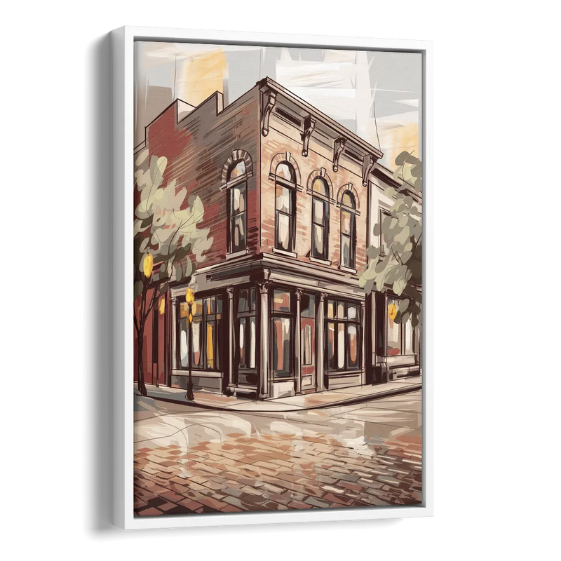 McKinney Historic Architecture Side - White Canvas Wall Art