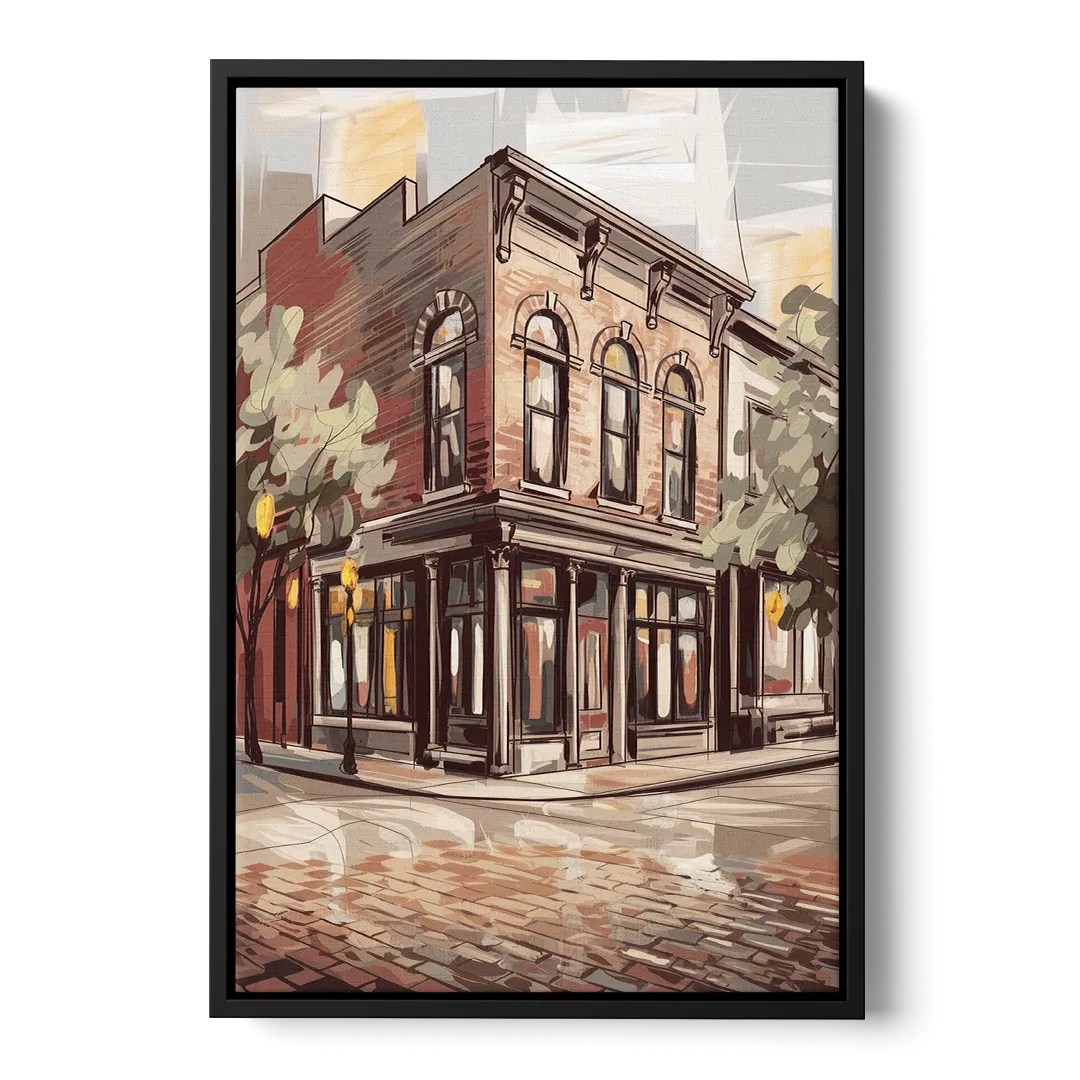 McKinney Historic Architecture Front - Black Canvas Wall Art