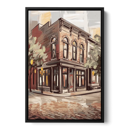 McKinney Historic Architecture Front - Black Canvas Wall Art