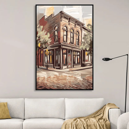 McKinney Historic Architecture Sitting Room - Black Canvas Wall Art