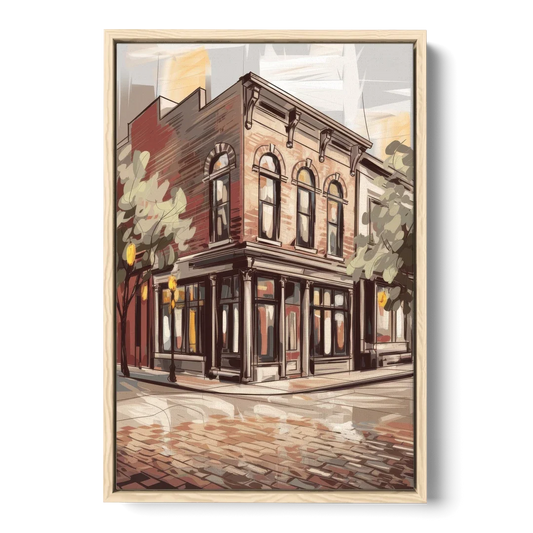 McKinney Historic Architecture - Oak Framed Canvas Wall Art - Front