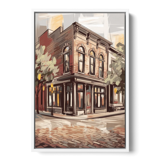 McKinney Historic Architecture - White Framed Canvas Wall Art - Front