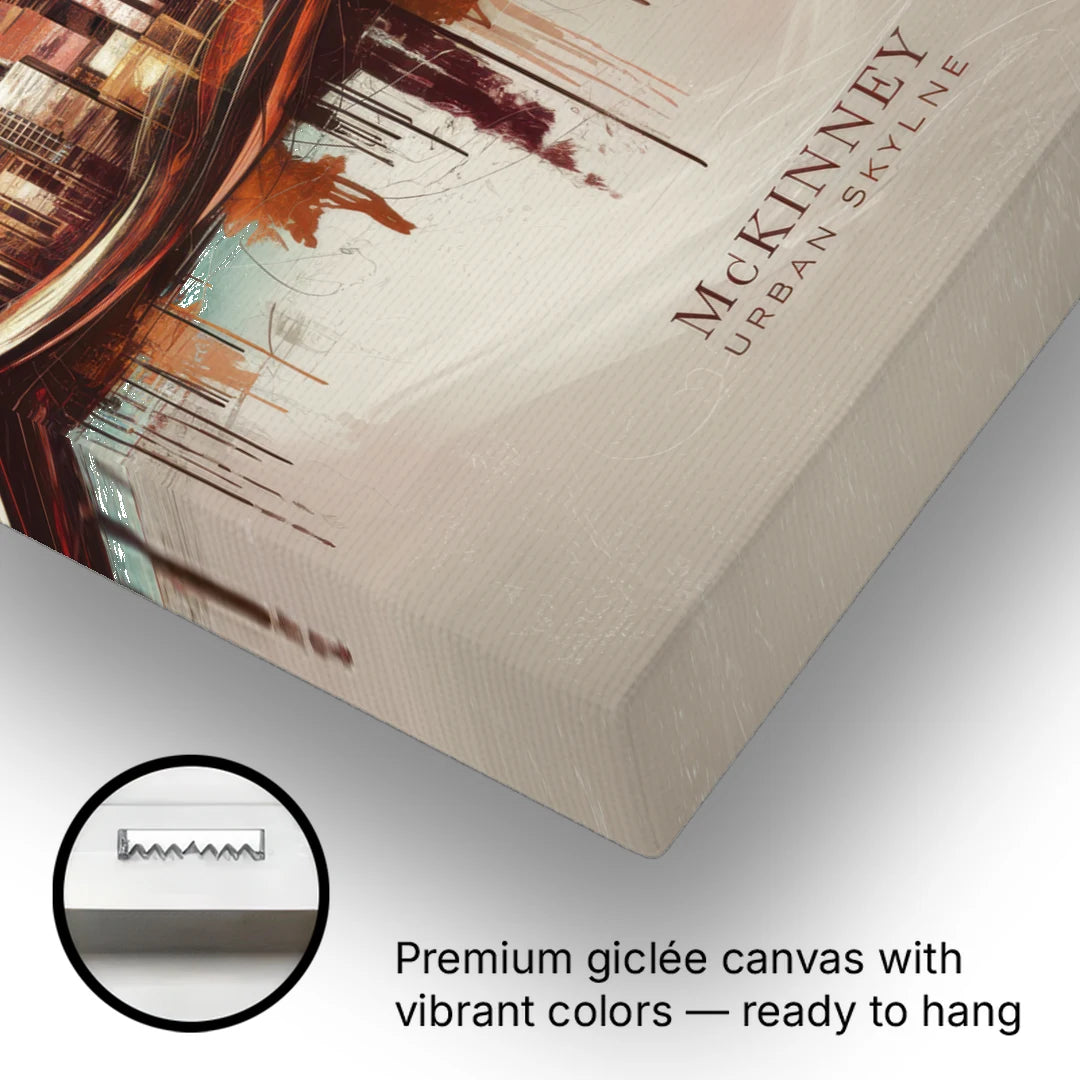 McKinney Urban Skyline - Canvas Wall Art - Gallery Wrap Corner