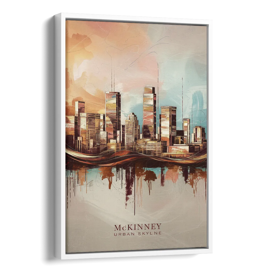 McKinney Urban Skyline Side - White Canvas Wall Art
