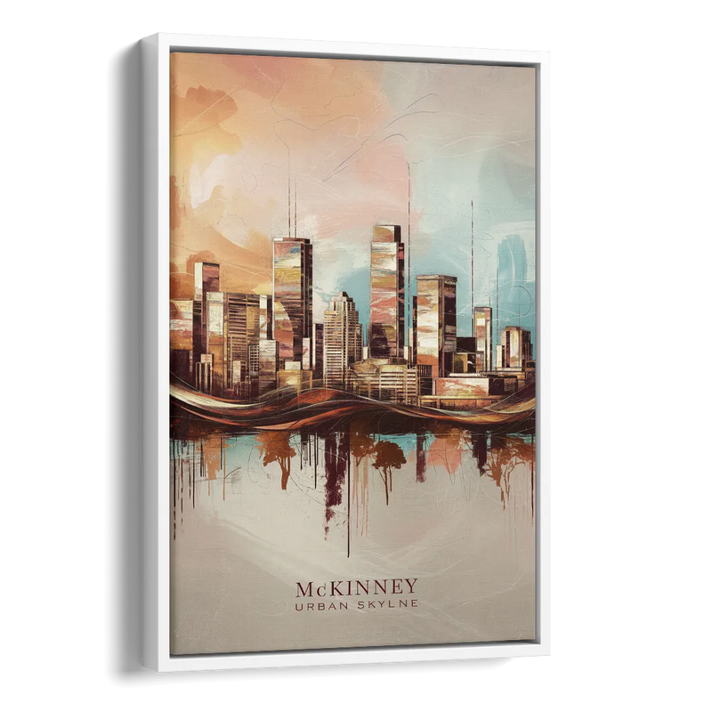 McKinney Urban Skyline Side - White Canvas Wall Art