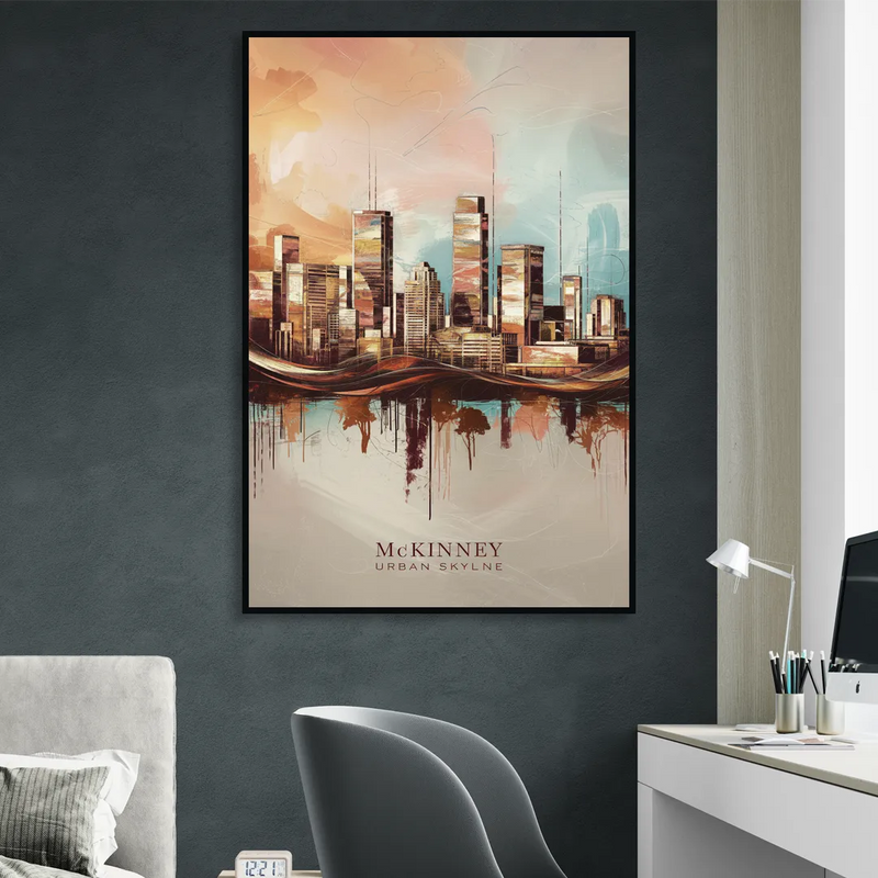 McKinney Urban Skyline Living Room - Black Canvas Wall Art