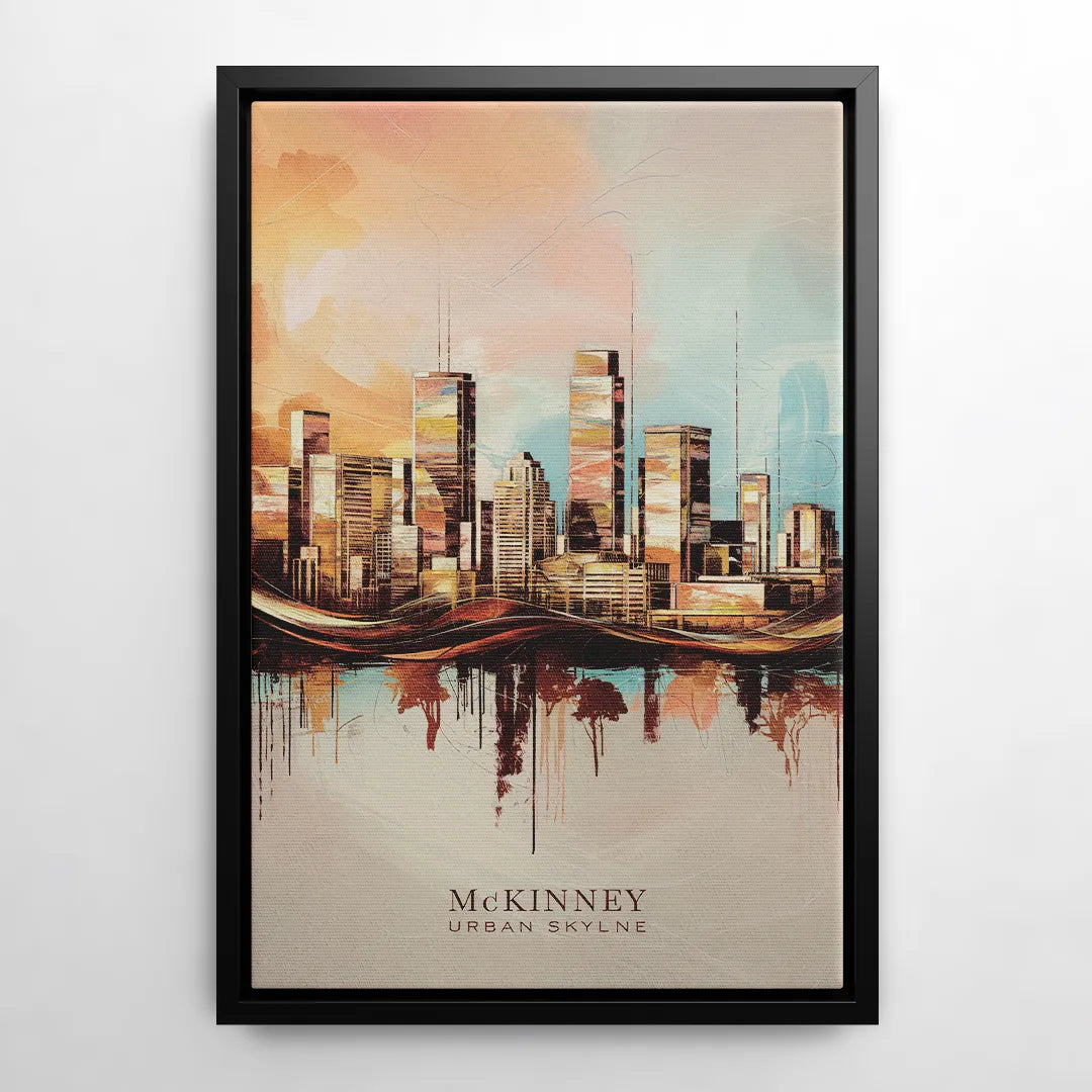 McKinney Urban Skyline - Black Frame Canvas