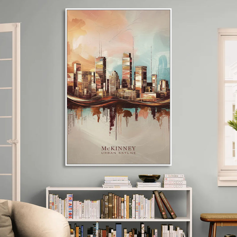 McKinney Urban Skyline Sitting Room - White Canvas Wall Art