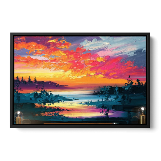 Mckinney Vibrant Sunset - Black Framed Canvas Wall Art - Front