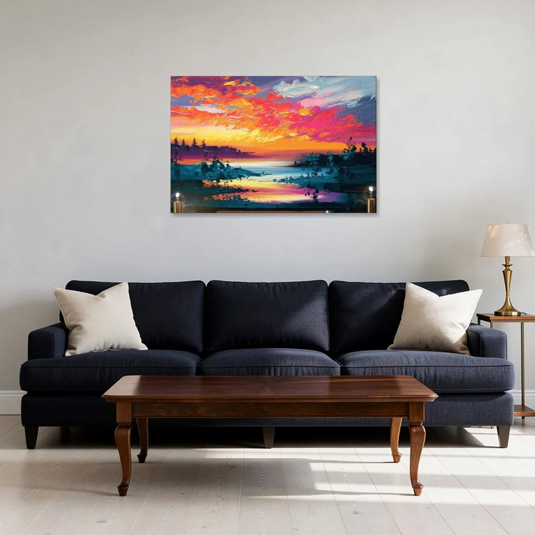 Mckinney Vibrant Sunset - Canvas Wall Art - Sofa - 36x24