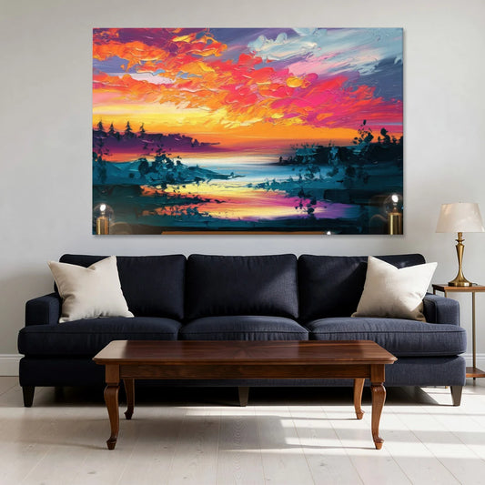 Mckinney Vibrant Sunset - Canvas Wall Art - Sofa - 60x40