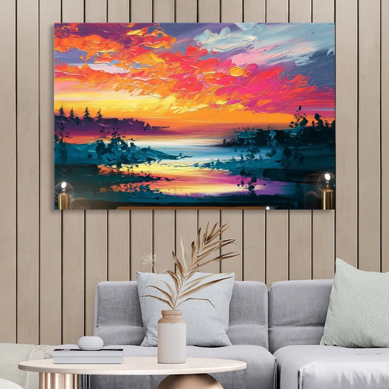 Mckinney Vibrant Sunset Sitting Room - Canvas Wall Art