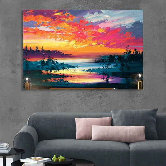 Mckinney Vibrant Sunset Living Room - Canvas Wall Art