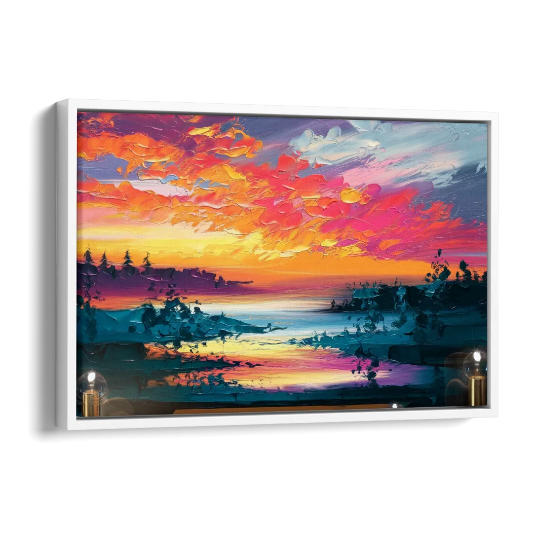 Mckinney Vibrant Sunset Side - White Canvas Wall Art
