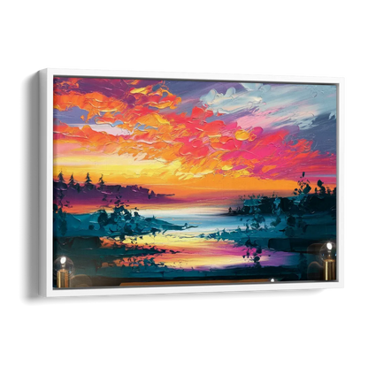 Mckinney Vibrant Sunset Side - White Canvas Wall Art