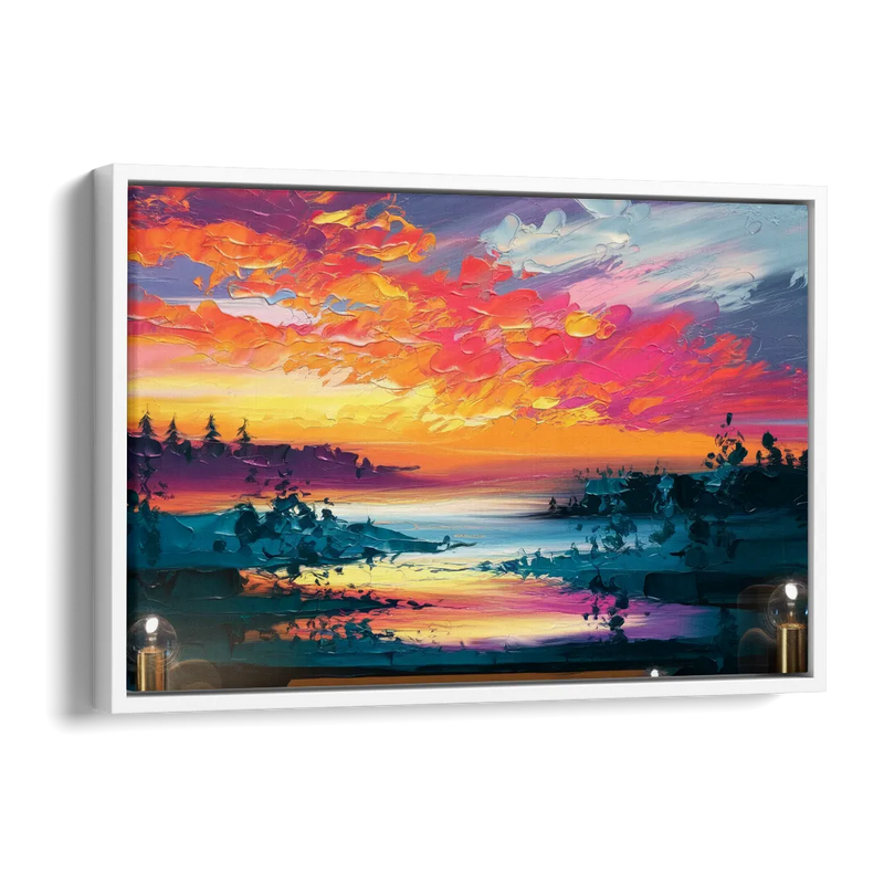 Mckinney Vibrant Sunset Side - White Canvas Wall Art