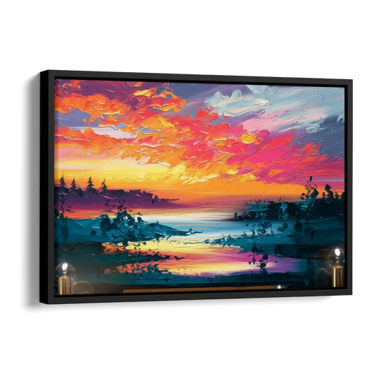 Mckinney Vibrant Sunset Side - Black Canvas Wall Art