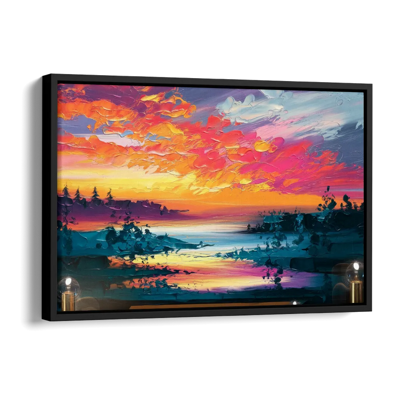 Mckinney Vibrant Sunset Side - Black Canvas Wall Art