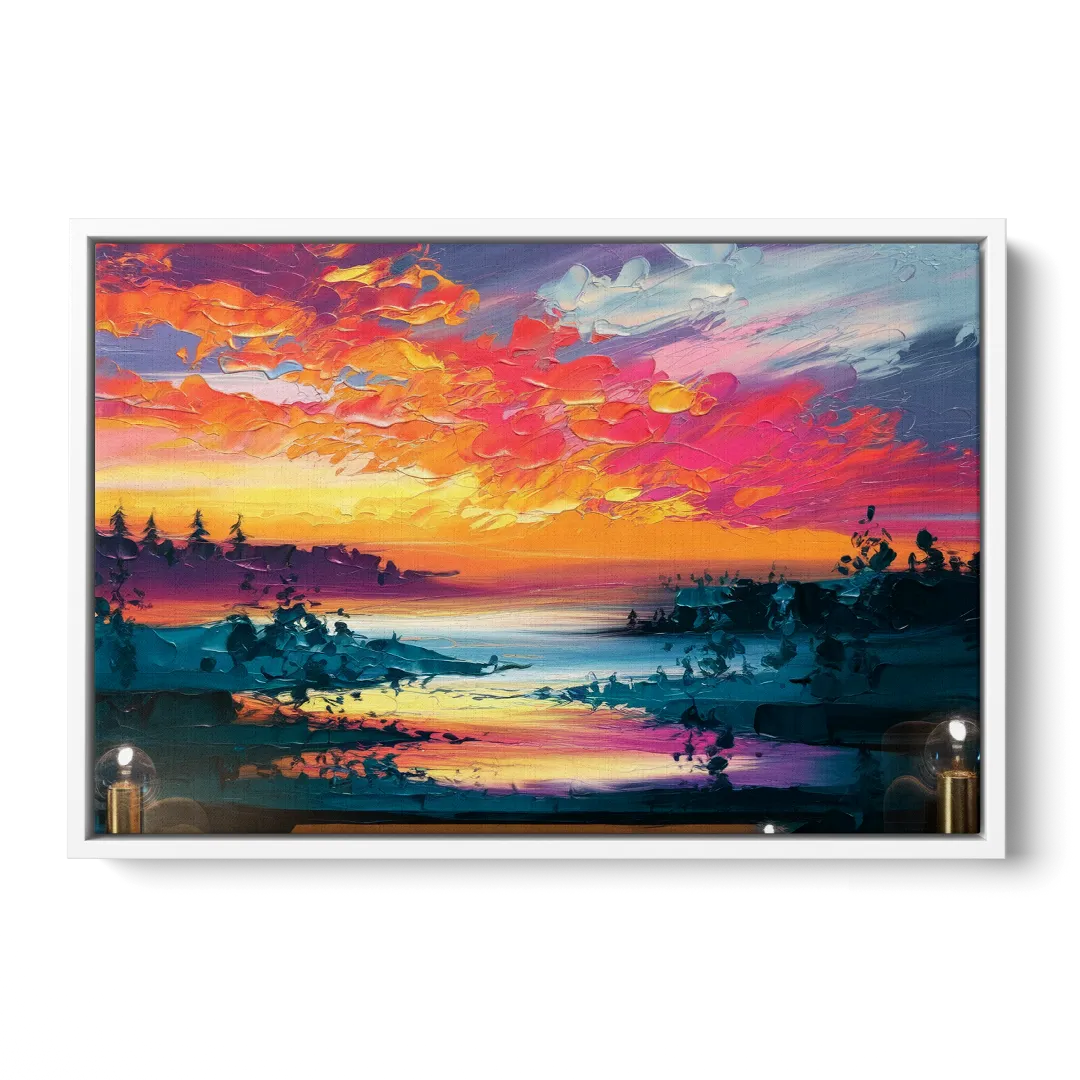 Mckinney Vibrant Sunset Front - White Canvas Wall Art