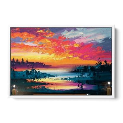 Mckinney Vibrant Sunset Front - White Canvas Wall Art