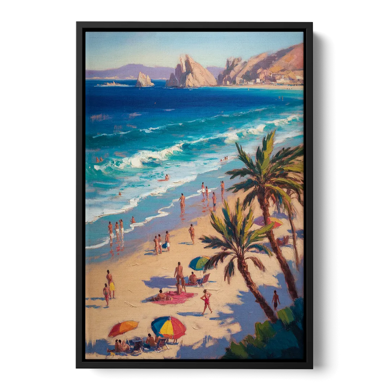 Medano Beach View Front - Black Canvas Wall Art