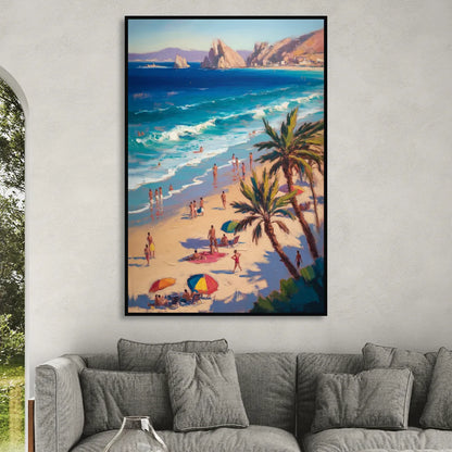 Medano Beach View Living Room - Black Canvas Wall Art
