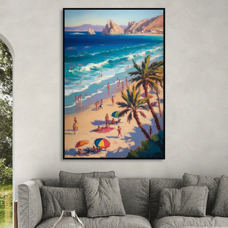 Medano Beach View Living Room - Black Canvas Wall Art