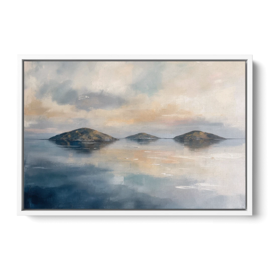 Medical Office Wall Art of Islands at Dusk - White Framed Canvas Wall Art - Front
