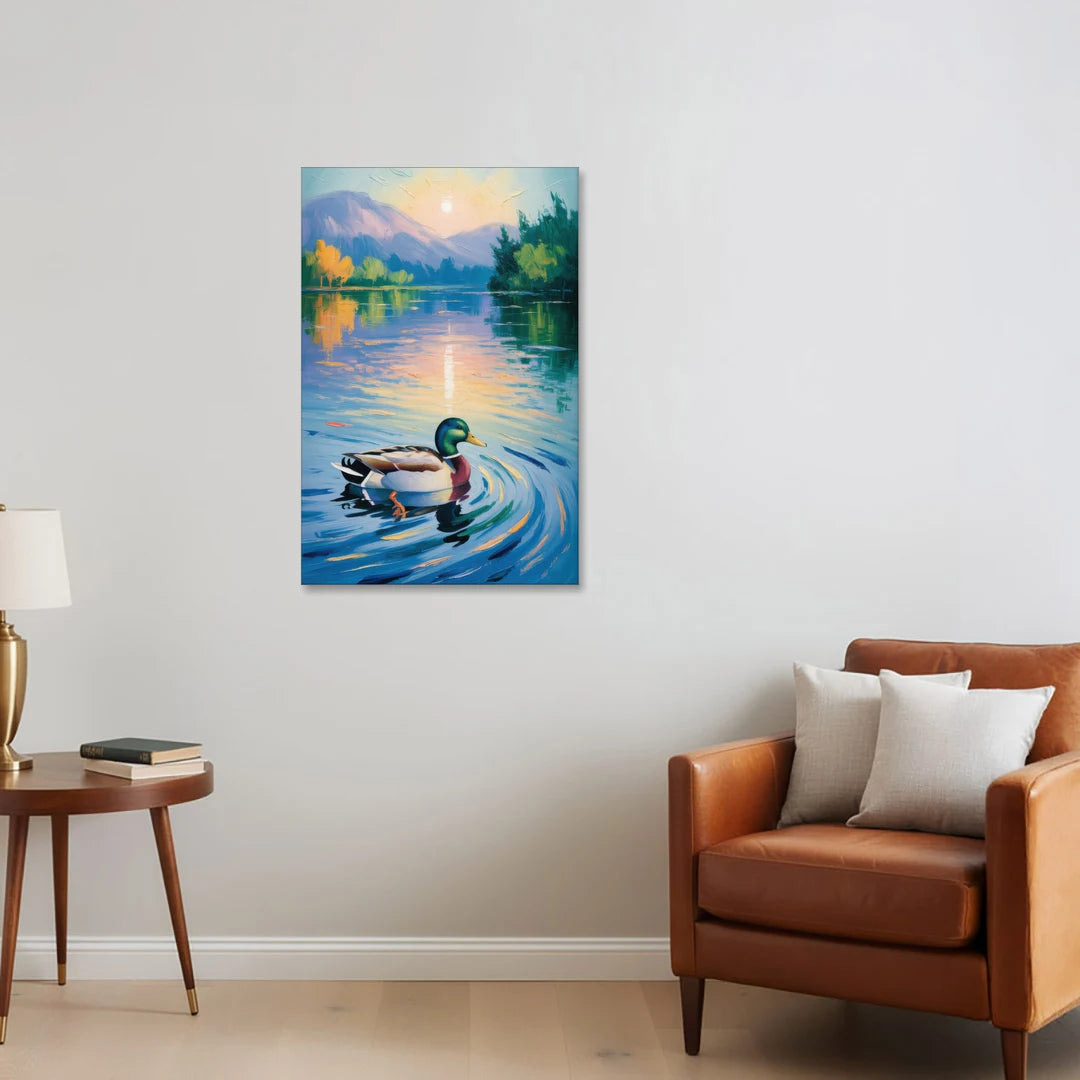 Meditative Mallard Moment - Canvas Wall Art - Sofa - 24x36