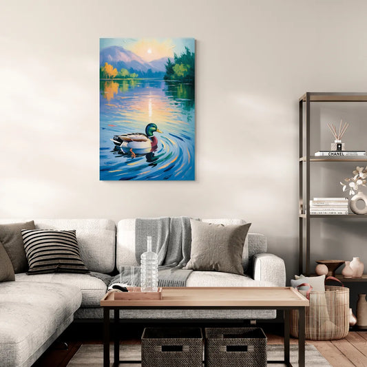 Meditative Mallard Moment - Canvas Wall Art Living Room