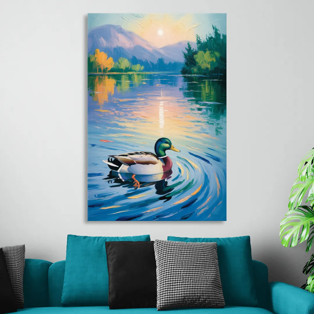 Meditative Mallard Moment Sitting Room - Canvas Wall Art