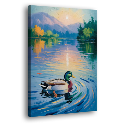 Meditative Mallard Moment Side - Canvas Wall Art