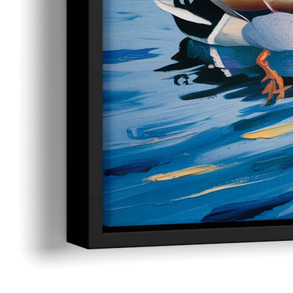 Meditative Mallard Moment - Close-Up Black Frame Canvas