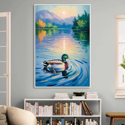 Meditative Mallard Moment Sitting Room - White Canvas Wall Art